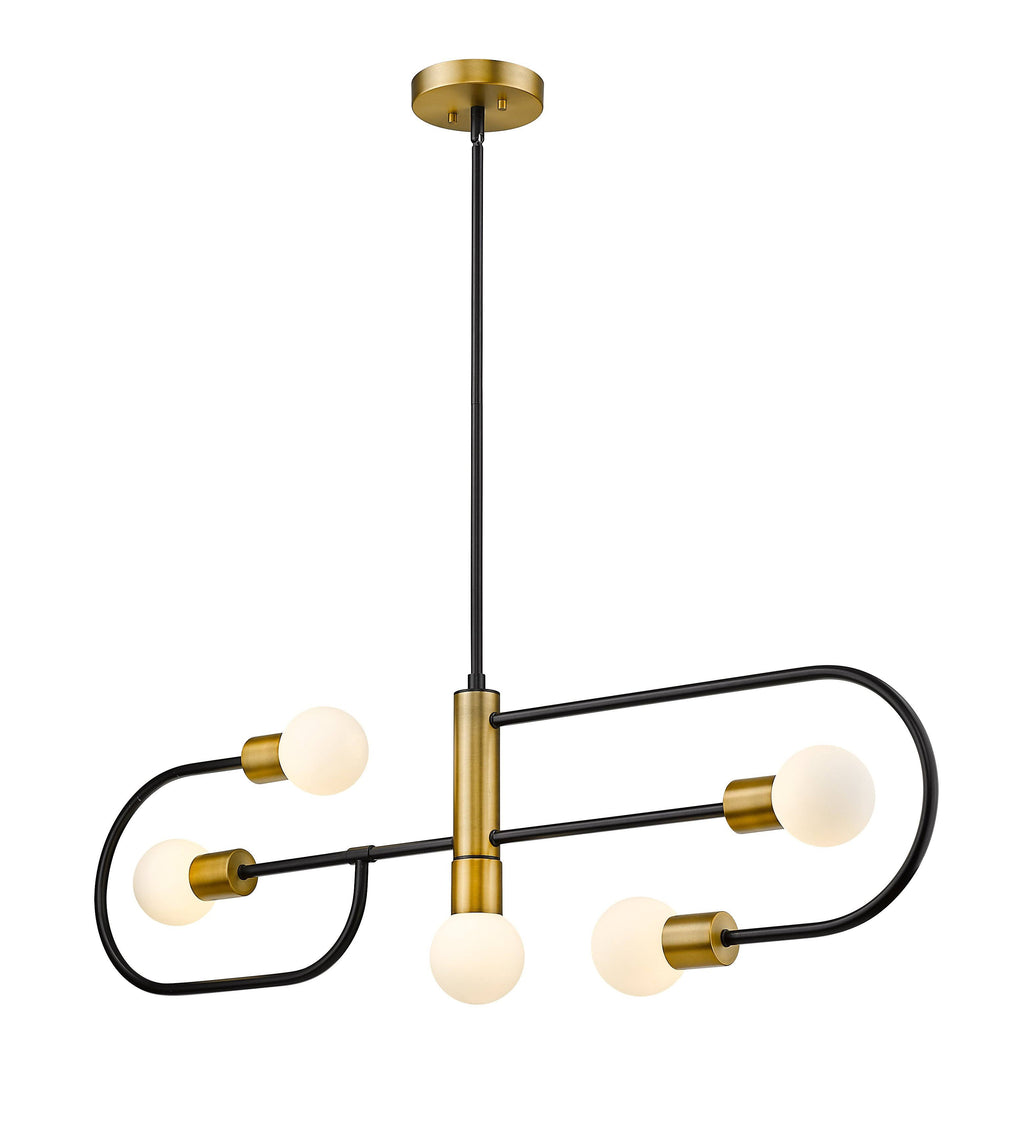Matte Black Foundry Brass 5 Light Island/Billiard U8195