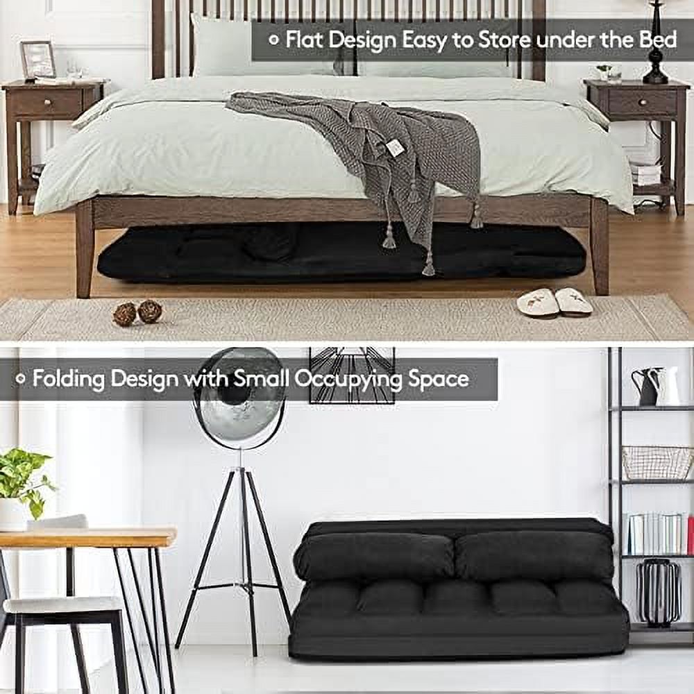 Adjustable Floor Sofa Sleeper Bed with 2 Pillows (Blue) P509080