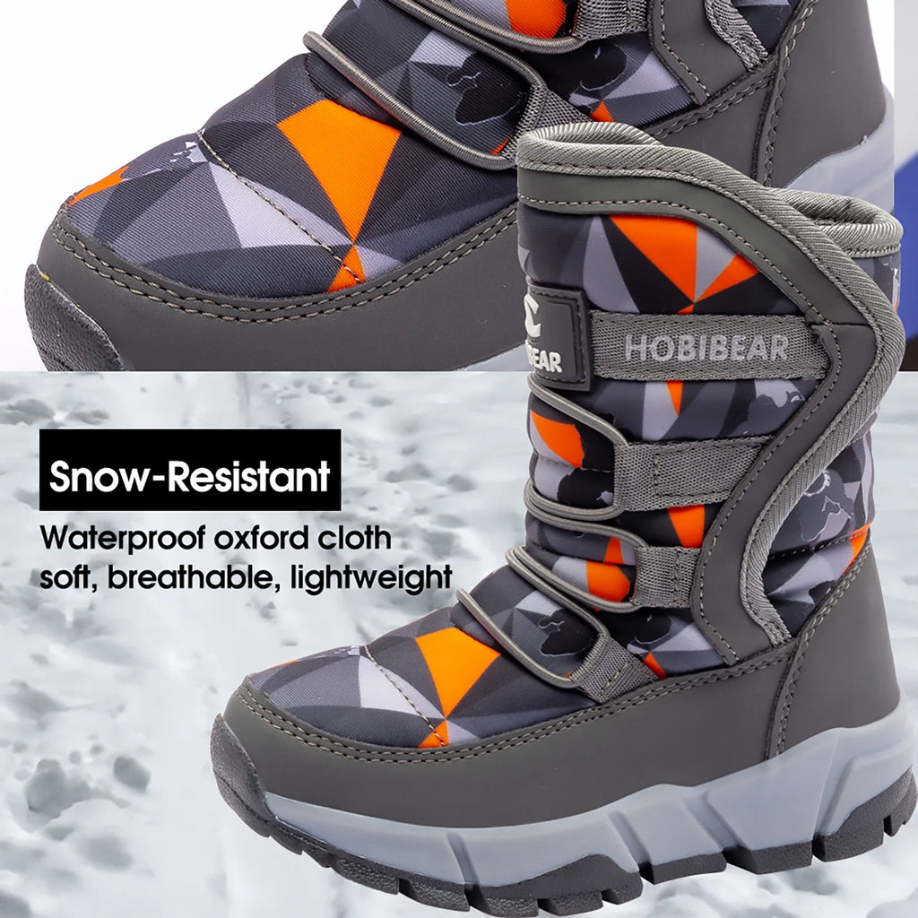 Boys Snow Boots Waterproof Warm Slip Winter Shoes L394