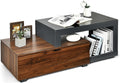 Black & Brown Rectangle Wooden Coffee Table with Toughened Glass Top & Storage Cabinet P81060