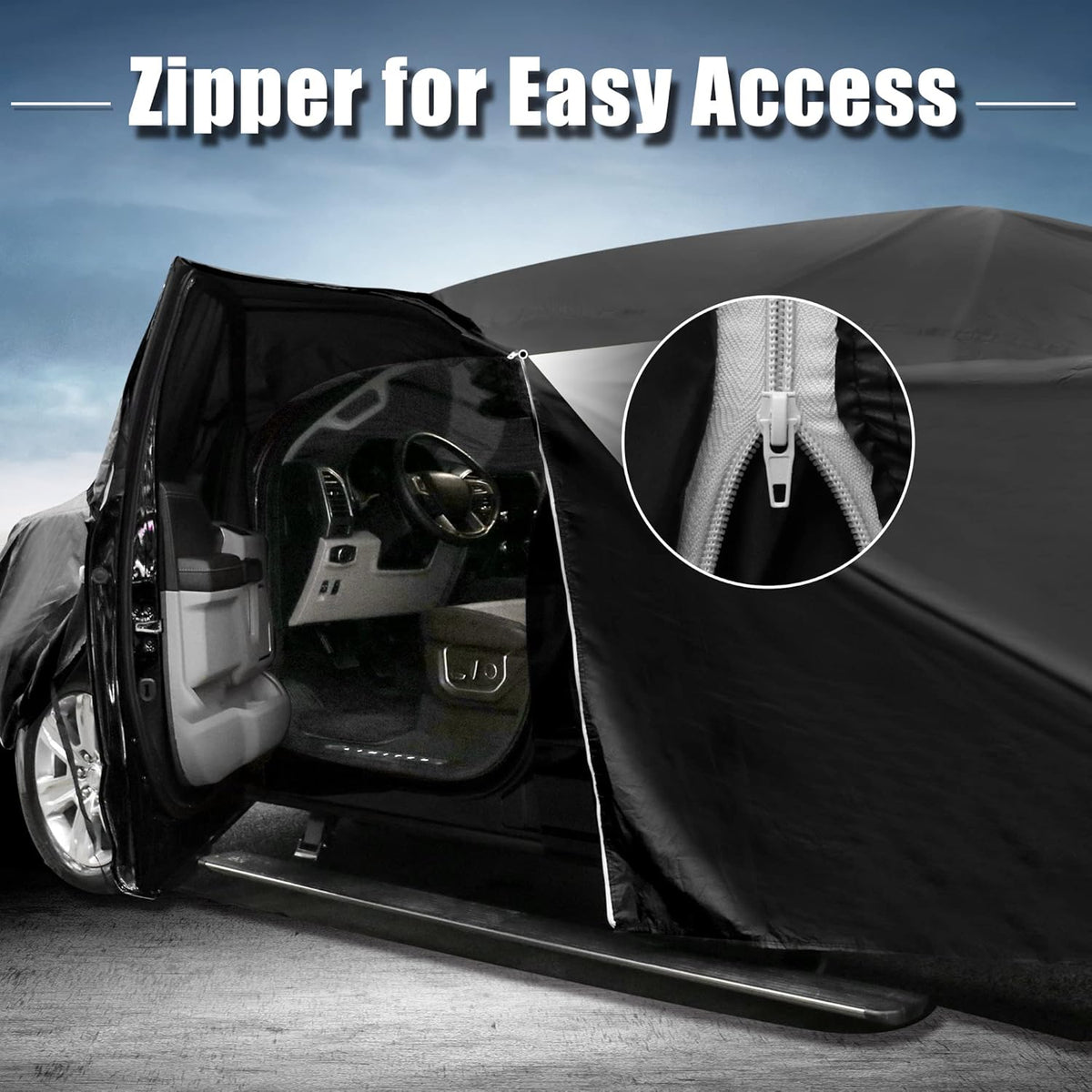 Black 190T PU Waterproof SUV Car Cover Pack of 2 R2411