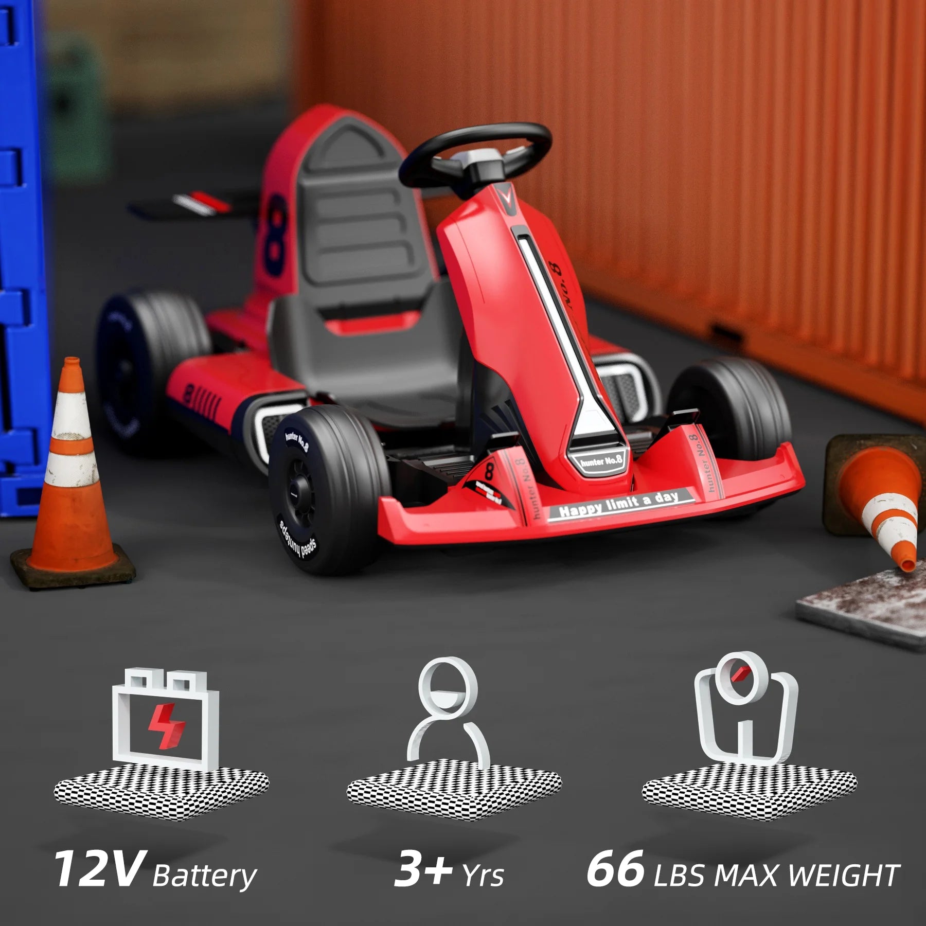 Red 12V7Ah Electric Drift Go Kart with Remote Control R833913