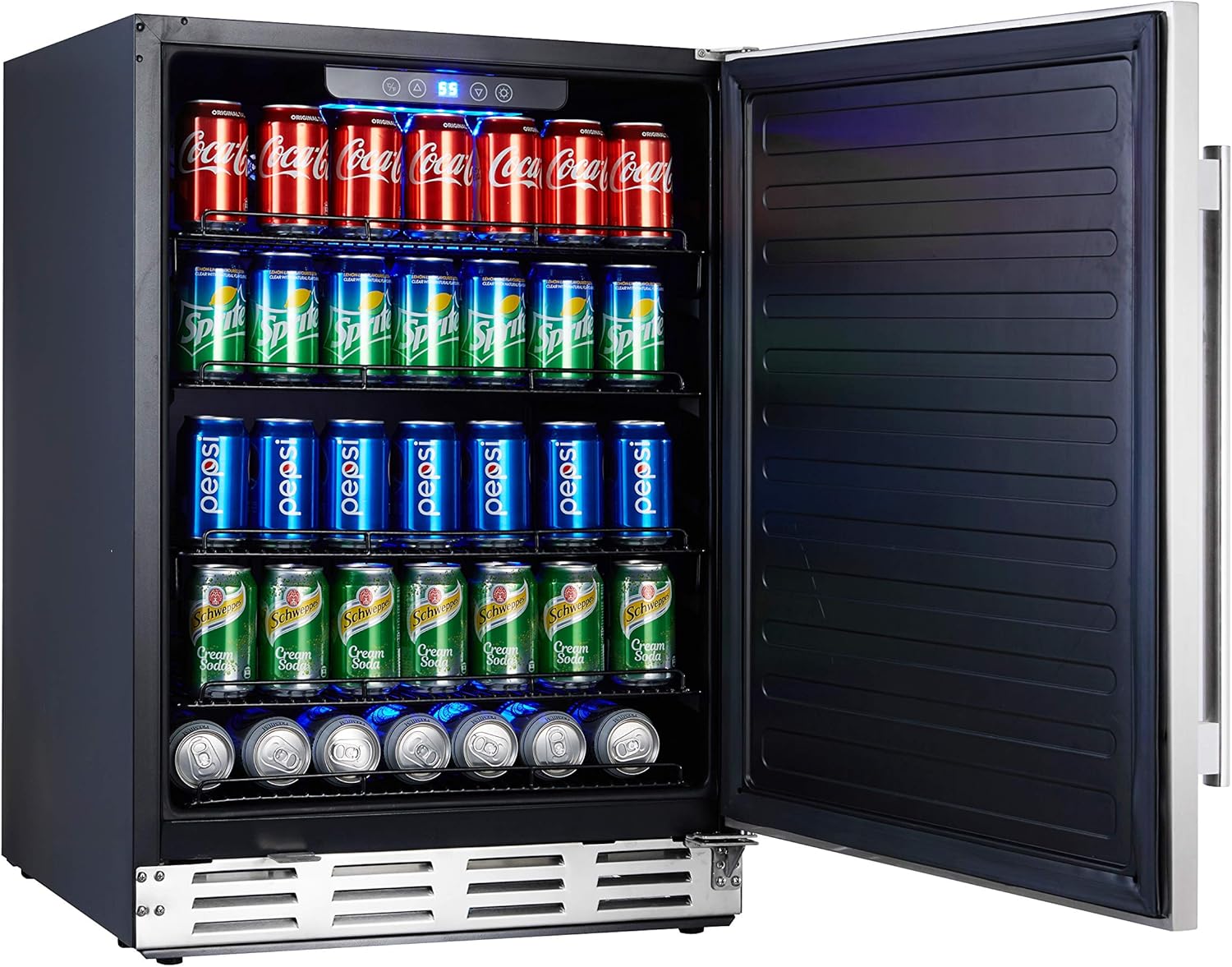 Stainless Steel Beverage Refrigerator, Under Counter 24 inch, 154 Cans D75560