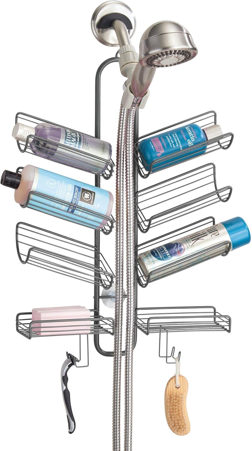 Metal Hanging Bathroom Caddy for Handheld Shower Hose, Bronze, Pack of 2 B55923