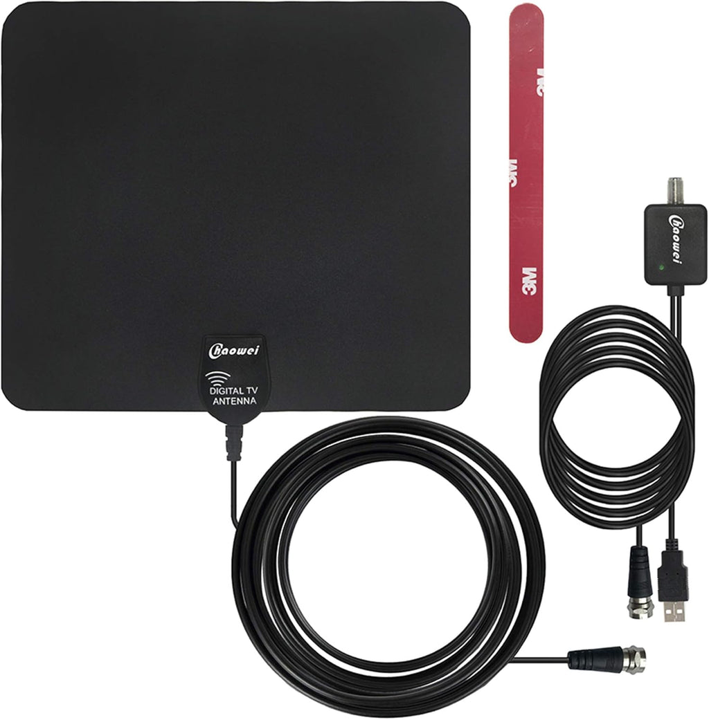 HD Digital TV Antenna with Built-in Signal Booster and 16.5 Feet Coaxial Cable, Pack of 2 V354858