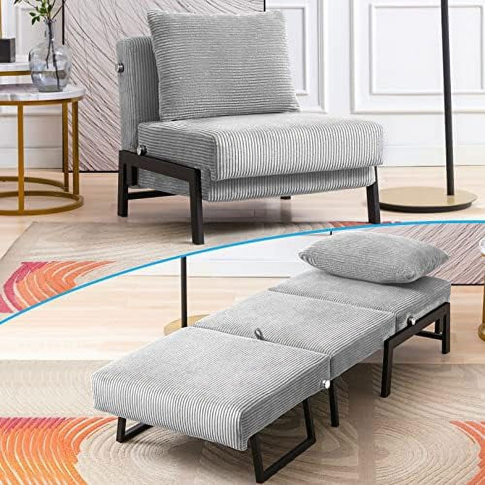 Light Grey Velvet Convertible Futon Sofa Bed P30931