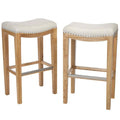 Beige Backless Bar Stool Set of 2 A271