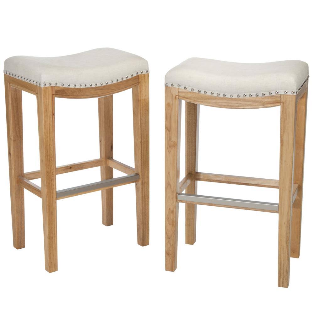 Beige Backless Bar Stool Set of 2 A271
