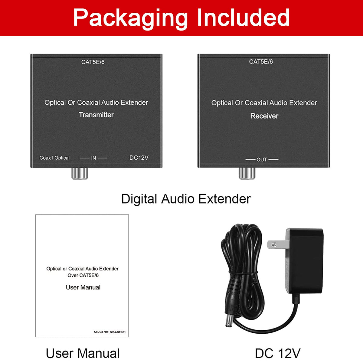 Optical/Coaxial Digital Audio Extender over Cat5E/6 Cable up to 990' (300m) S554