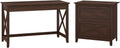 54W Computer Desk with Storage and 2 Drawer Lateral File Cabinet, Pure White Oak Y618
